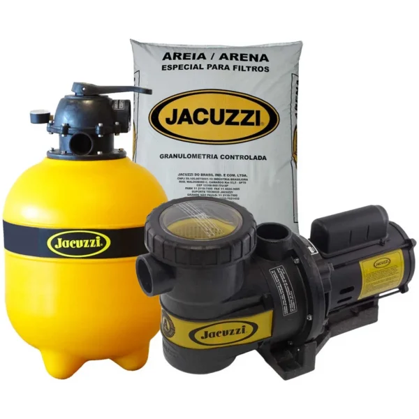 Conjunto Filtro Jacuzzi 15 Tp com Bomba 3a-M 1/3 Cv Monofásica 110/220v e 50 Kg de Areia - Até 44.000 Litros
